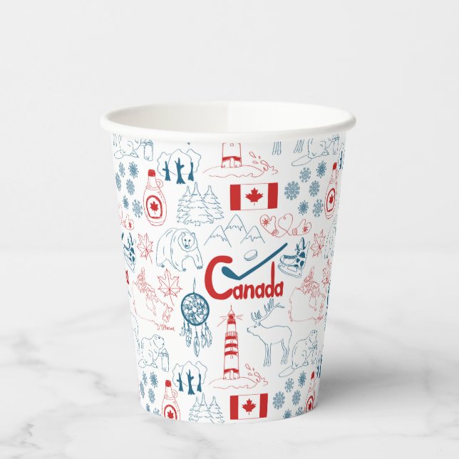 Gobelets En Papier Canada | Motif de symboles (Gauche)
