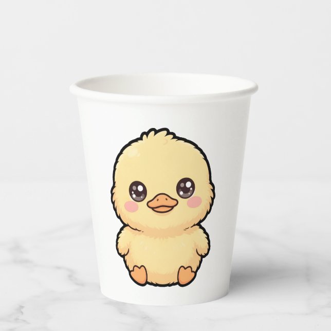 Gobelets En Papier Canard poussin bébé mignon (Recto)