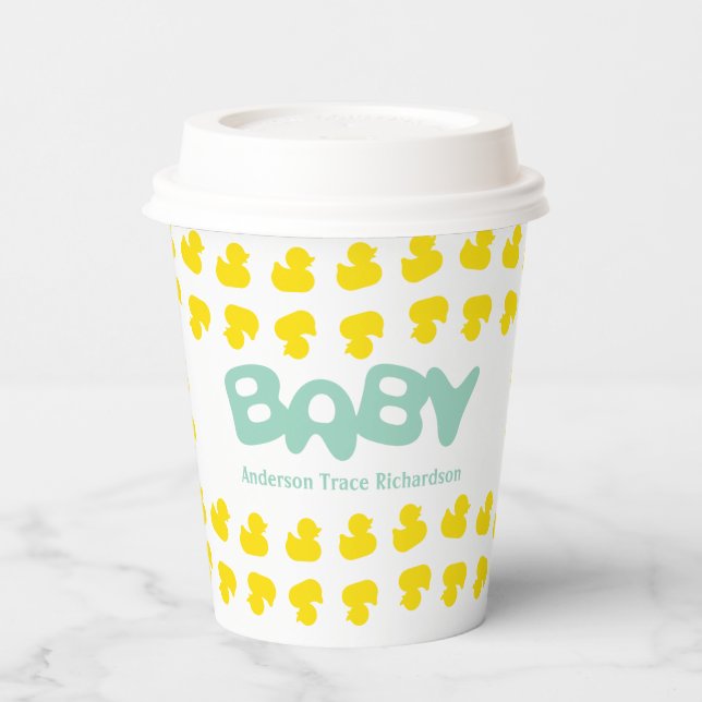 Gobelets En Papier Canards en caoutchouc avec tasses de papier de nom (Gauche)