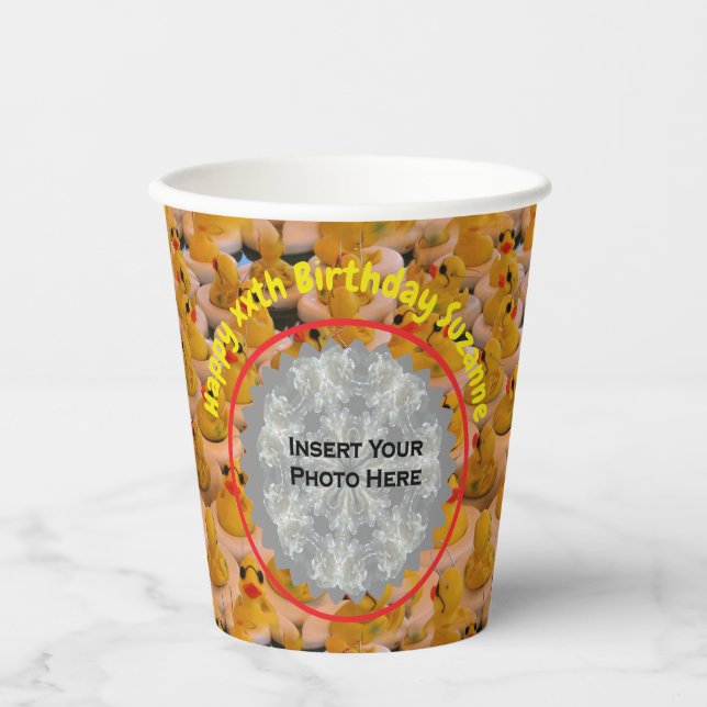 Gobelets En Papier Canards en caoutchouc Personnalisé Photo Anniversa (Recto)