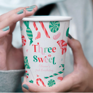 Gobelets En Papier Candy de Noël Trois est un anniversaire sucré 3ème
