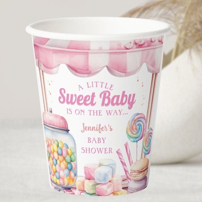 Gobelets En Papier Candyland Baby shower fille rose (Créateur téléchargé)