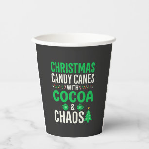 Gobelets En Papier Canne de Noël Canne en sucre Cacao Chaos Fêtes
