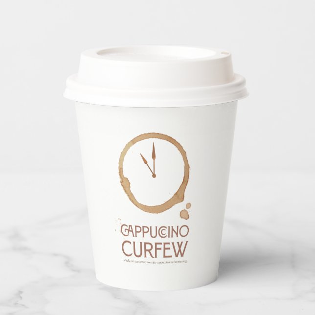 Gobelets En Papier Cappuccino Curfew 11AM – To Go Coffee Cup (Recto)
