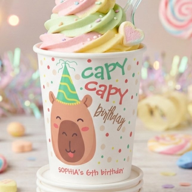Gobelets En Papier Capy capy anniversaire capybara (Créateur téléchargé)