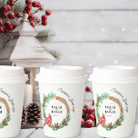 Gobelets En Papier Cardinal Christmas Winter Wreath Business Logo<br><div class="desc">Tasses à café en papier de vacances personnalisées, idéales pour vos clients, le personnel et les associés. Ajoutez une touche festive et saisonnière, personnalisée pour votre entreprise à votre salle de conférence. Le modèle est mis en place pour vous d'ajouter votre propre logo à l'avant, à l'intérieur de la couronne...</div>