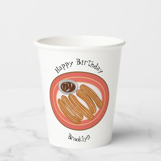Gobelets En Papier Caricature de Churro (Recto)