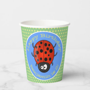 Gobelets En Papier Caricature de coccinelle rouge joyeux