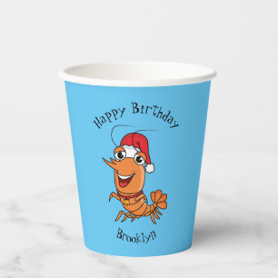 Gobelets En Papier Caricature de crevettes de Noël joyeux