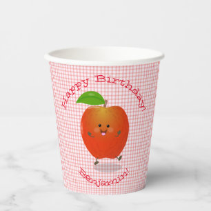 Gobelets En Papier Caricature en forme de pomme kawaii