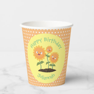 Gobelets En Papier Caricature joli tournesol souriant illustration