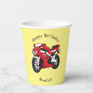 Gobelets En Papier Caricature moto de sport rouge mou