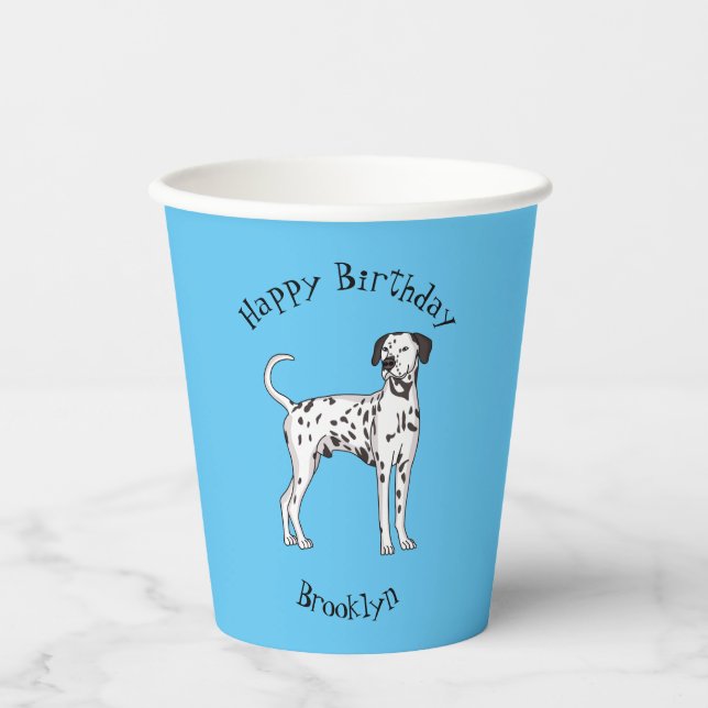 Gobelets En Papier Caricature pour chien dalmate (Recto)