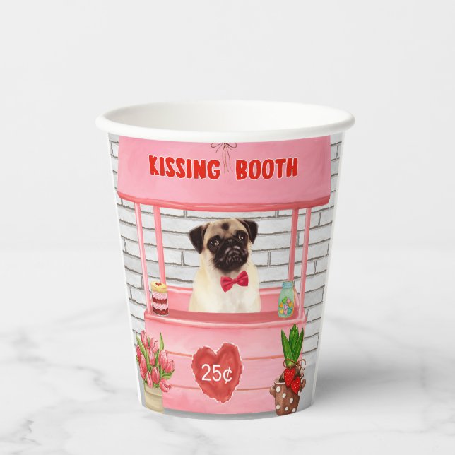 Gobelets En Papier Carlin Chien Valentine's Day Kissing Booth (Recto)