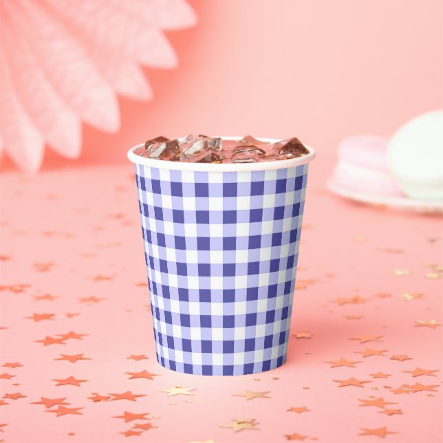 Gobelets En Papier Carreaux bleu pâle (Insitu)