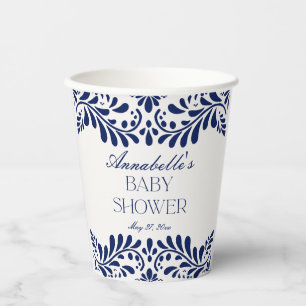 Gobelets En Papier Carreaux bleu Talavera Espagne Baby shower Fiesta