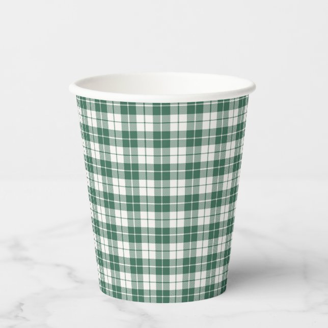 Gobelets En Papier Carreaux Gingham Vert Unisexe (Recto)