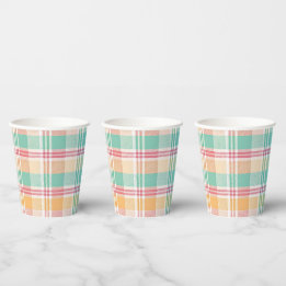 Gobelets En Papier Carreaux Vichy Multicolores