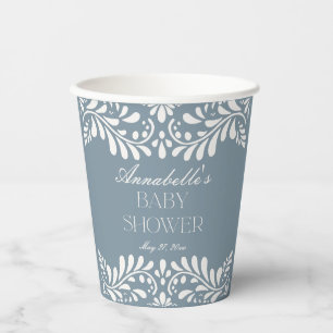 Gobelets En Papier Carrelage bleu foncé Talavera Baby shower garçon F