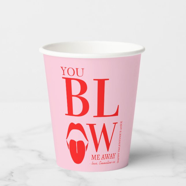 Gobelets En Papier Carte Jour des Valentines Rouge Rose (Recto)