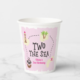 Gobelets En Papier Carte Pirate Deux mer Rose Anniversaire