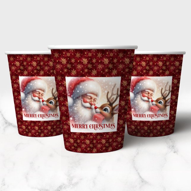 Gobelets En Papier Cartoon Santa Claus Red Nose Rudolph Christmas Cup (Cartoon Santa Claus Red Nose Rudolph Christmas Cups)