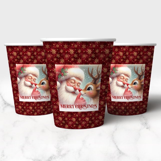 Gobelets En Papier Cartoon Santa Rudolph Funny Christmas Paper Cups (Cartoon Santa Rudolph Funny Christmas Paper Cup)