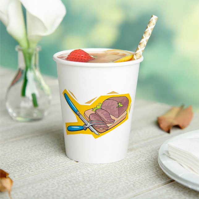 Gobelets En Papier Carving Roast Beef with Fork and Knife (Créateur téléchargé)