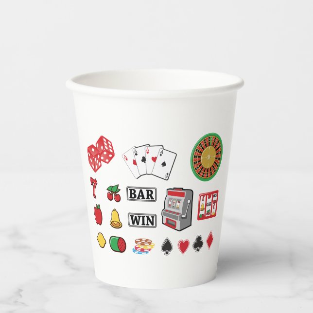 Gobelets En Papier Casino Night Slot Machine Poker Lucky 7s (Recto)