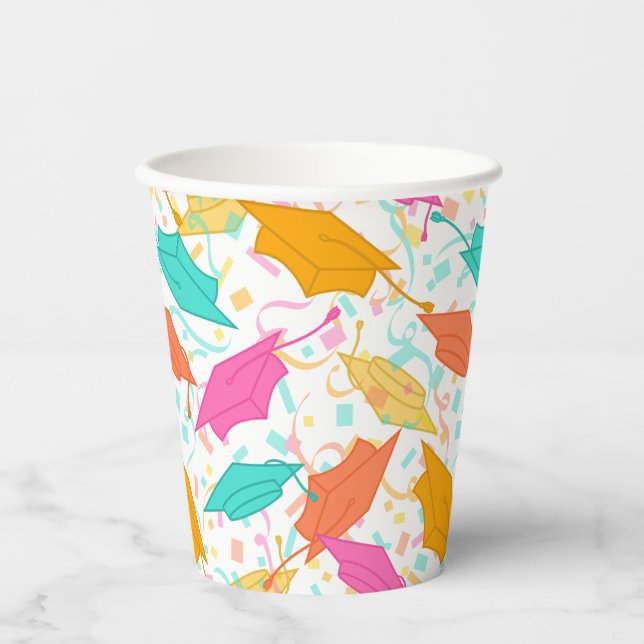 Gobelets En Papier Casquette de diplôme Toss (Tropical) (Recto)