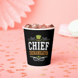Gobelets En Papier Casquette de Leprechaun Chanceux Chef Rétro Shenan
