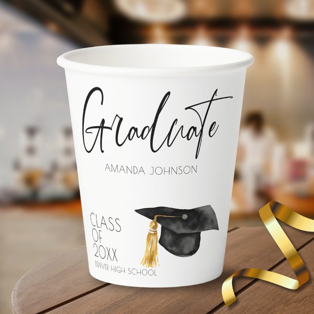 Gobelets En Papier Casquette diplômé en Script moderne (Créateur téléchargé)