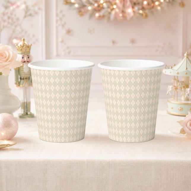 Gobelets En Papier Casse-noisette Fée Dragée à carreaux Tableware (Nutcracker Sugar Plum Fairy Argyle Tableware Paper Cups)