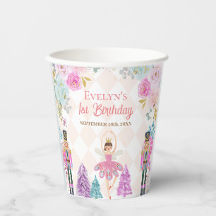 Gobelets En Papier Casse-noix rose Floral Terre de sucreries Annivers