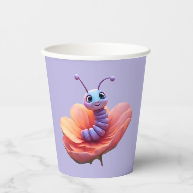 Gobelets En Papier Caterpillar violet (Recto)