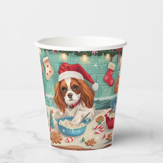 Gobelets En Papier Cavalier King Charles Spaniel Baking Noël (Recto)