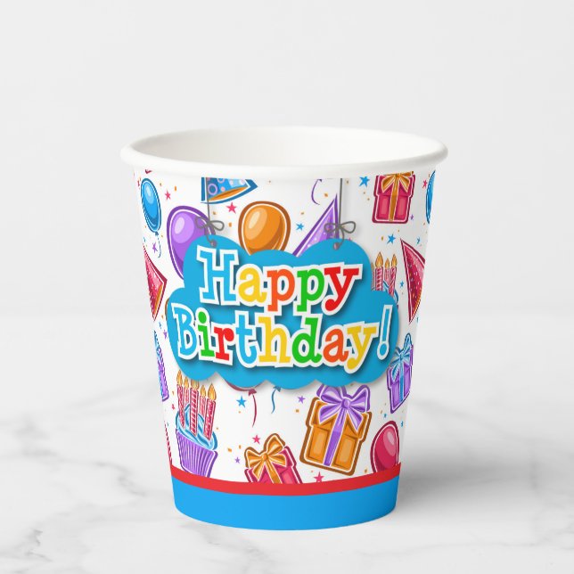 Gobelets En Papier Célébration d'anniversaire  (Recto)