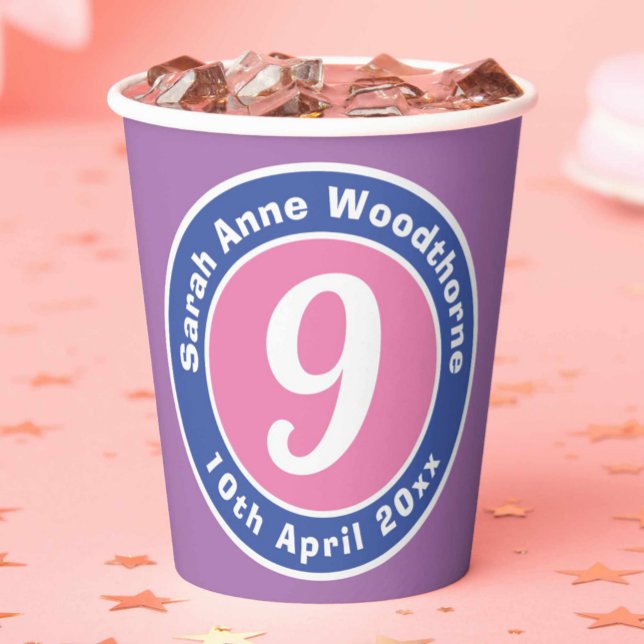 Gobelets En Papier Célébration d'anniversaire d'enfant avec âge (Créateur téléchargé)