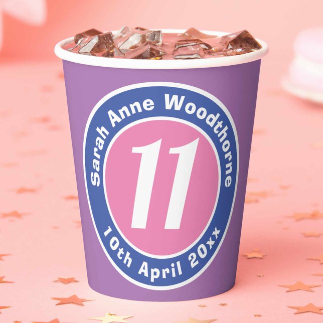 Gobelets En Papier Célébration d'anniversaire d'enfant avec âge (Créateur téléchargé)