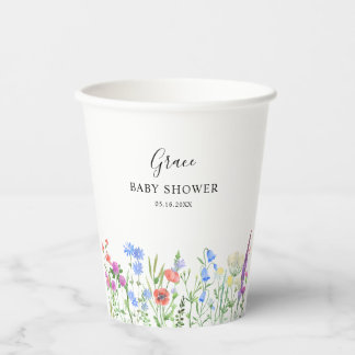 Gobelets En Papier Célébration de Baby Shower aux fleurs sauvages mul
