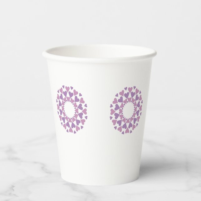 Gobelets En Papier Cercles de cœur (Recto)