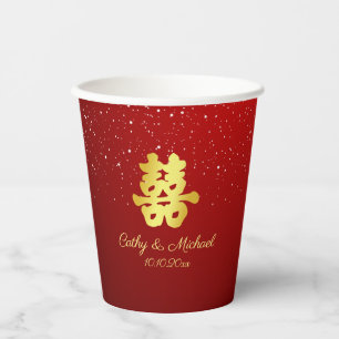 Gobelets En Papier Cérémonie du thé mariage chinois rouge flocon de n