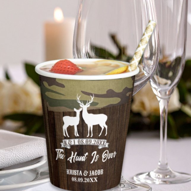 Gobelets En Papier Cerf de l'Ouest La Chasse Est Finie Mariage (Western Deer The Hunt Is Over Wedding Paper Cups)