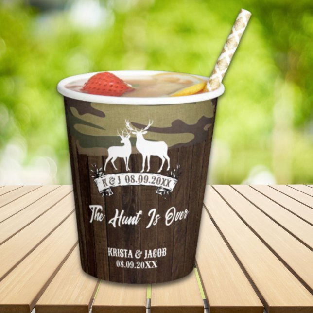 Gobelets En Papier Cerf de l'Ouest La Chasse Est Finie Mariage (Western Deer The Hunt Is Over Wedding Paper Cups)