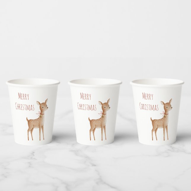 Gobelets En Papier Cerf de Noël (Multi)