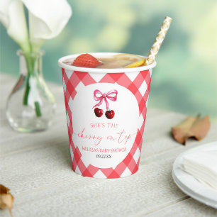 Gobelets En Papier C'est la cerise sur le Baby shower de cerisier de