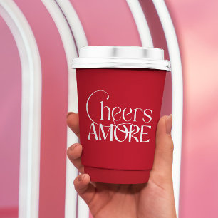Gobelets En Papier C'est l'Amour Rouge Mariage douche main levée
