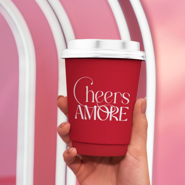 Gobelets En Papier C'est l'Amour Rouge Mariage douche main levée (Créateur téléchargé)