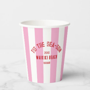 Gobelets En Papier C'Est Le Fils De La Mer Custom Beach Noël Rose Str