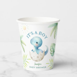 Gobelets En Papier C'est un garçon ! Baby shower Dinosaur garçon Cute